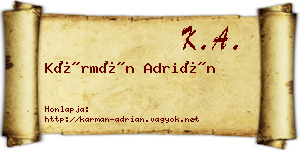 Kármán Adrián névjegykártya