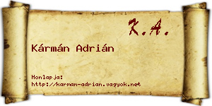 Kármán Adrián névjegykártya